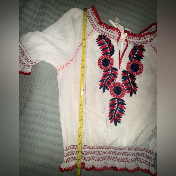 Tory Burch Blouse Mari Top Off/On Shoulder Floral Boho Peasant Sz XS EUC - Picture 6 of 11